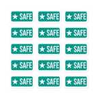 Allergy Safe Food Marks 15-sticker sheet, 1.4 x 0.7 inch high-opacity vinyl labels for allergen-free food, kitchen, fridge, and pantry.