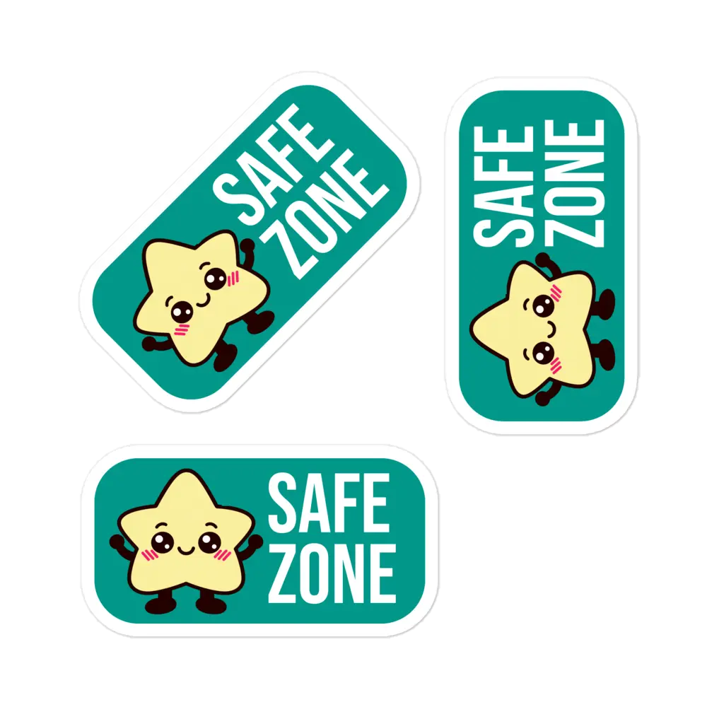 Allergen-free safe zone vinyl sticker 3 pack, with star — kiss-cut, water-resistant kitchen label for fridge and pantry, cute version