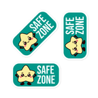 Allergen-free safe zone vinyl sticker 3 pack, with star — kiss-cut, water-resistant kitchen label for fridge and pantry, cute version
