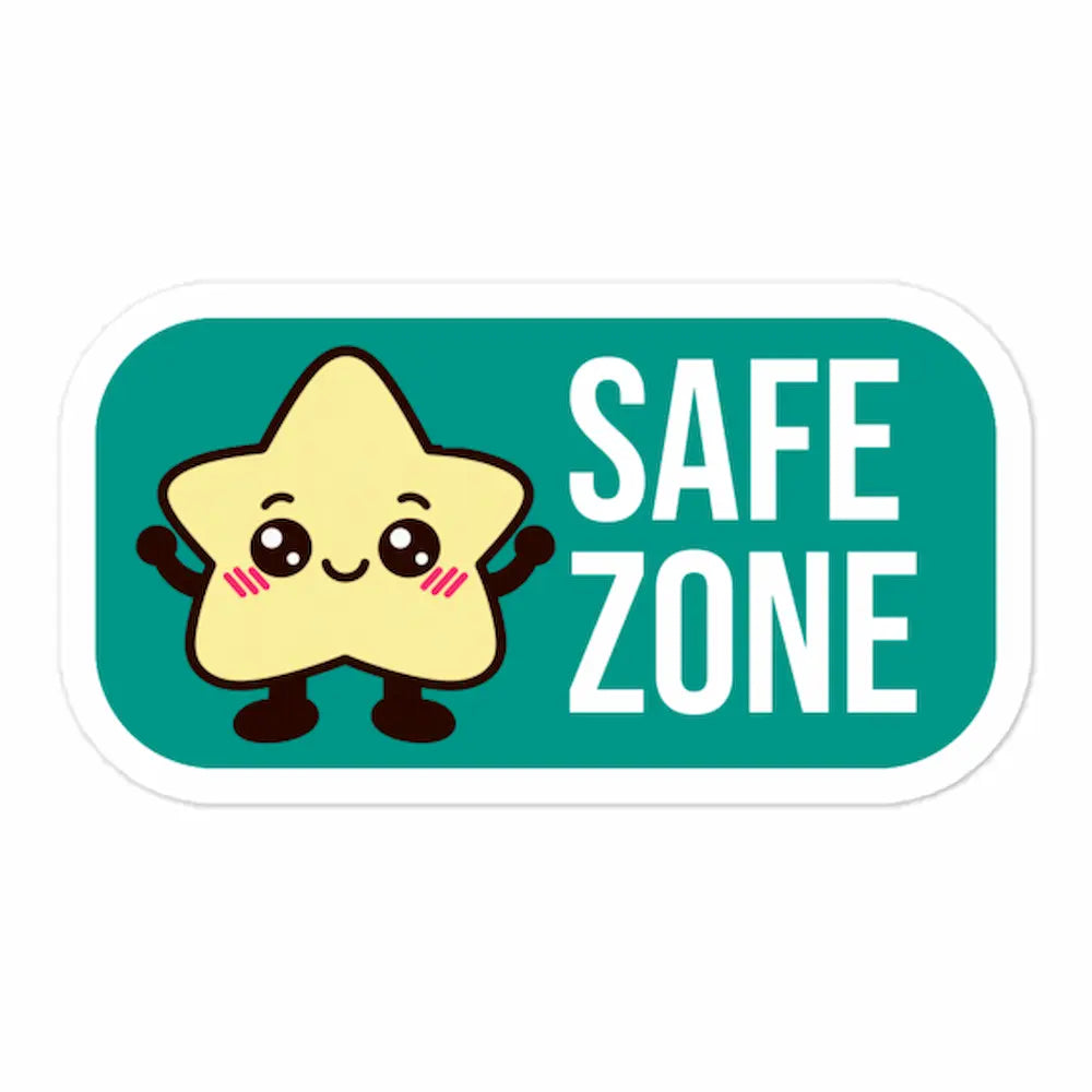 Allergen-free safe zone vinyl sticker  with star — kiss-cut, water-resistant kitchen label for fridge and pantry, cute version