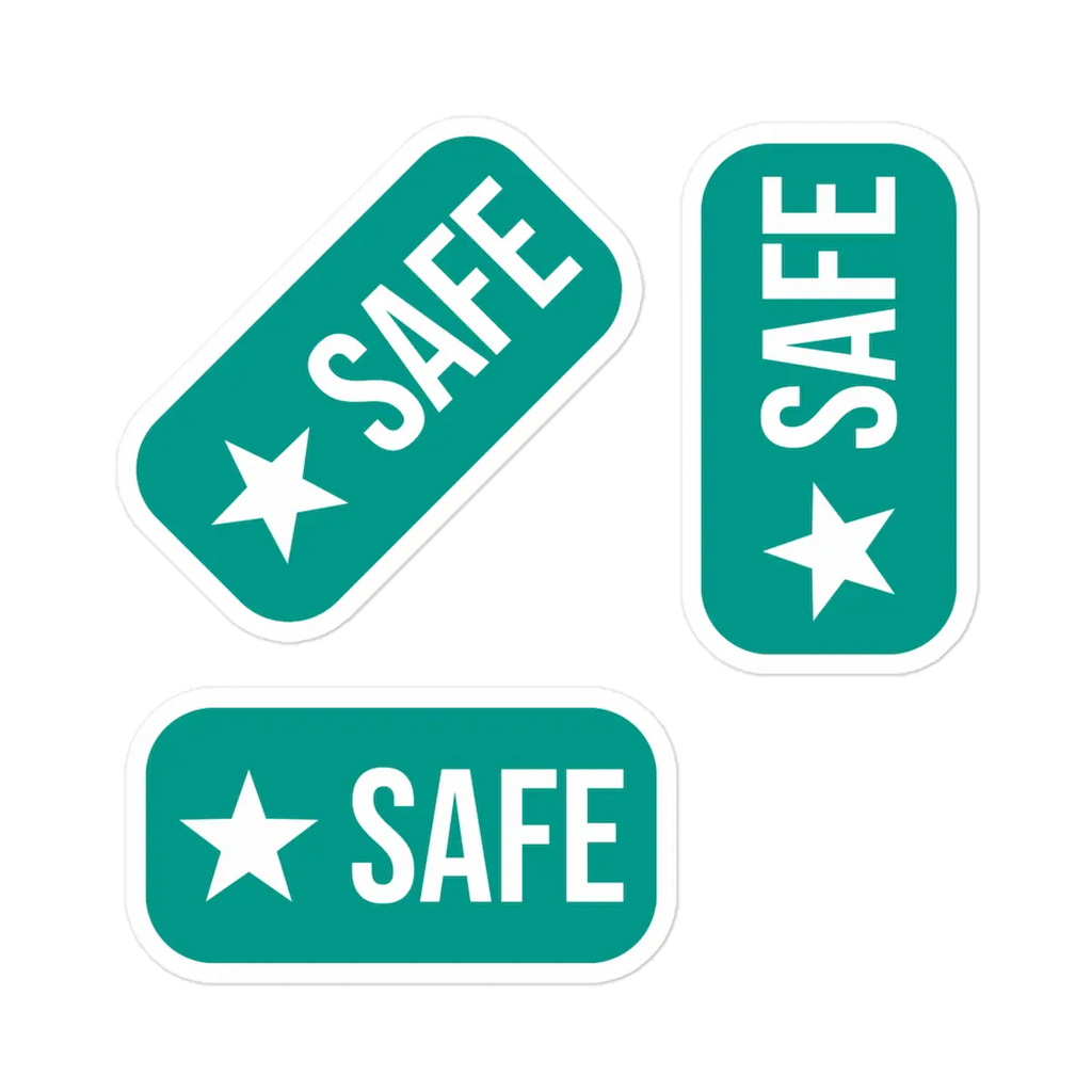 Allergen-free safe zone vinyl sticker with star — kiss-cut, water-resistant kitchen label for fridge and pantry