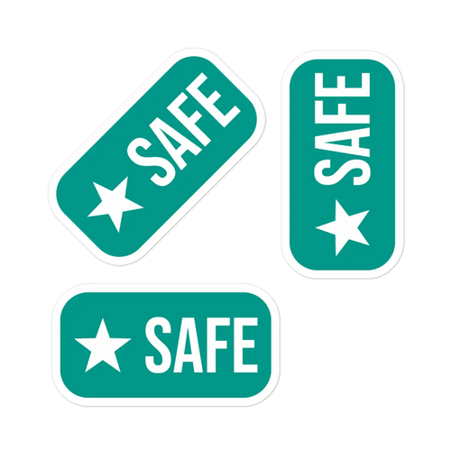 Allergen-free safe zone vinyl sticker with star — kiss-cut, water-resistant kitchen label for fridge and pantry