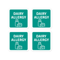 Set of 4 dairy allergy reminder stickers for lunchboxes and food containers