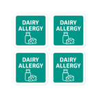 Set of 4 dairy allergy reminder stickers for lunchboxes and food containers