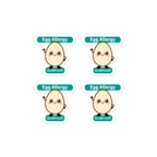 Set of 4 egg allergy reminder stickers for lunchboxes and food containers, cute version