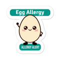 Egg allergy reminder stickers for lunchboxes and food containers, cute version