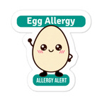 Egg allergy reminder stickers for lunchboxes and food containers, cute version
