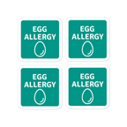 Set of 4 egg allergy reminder stickers for lunchboxes and food containers