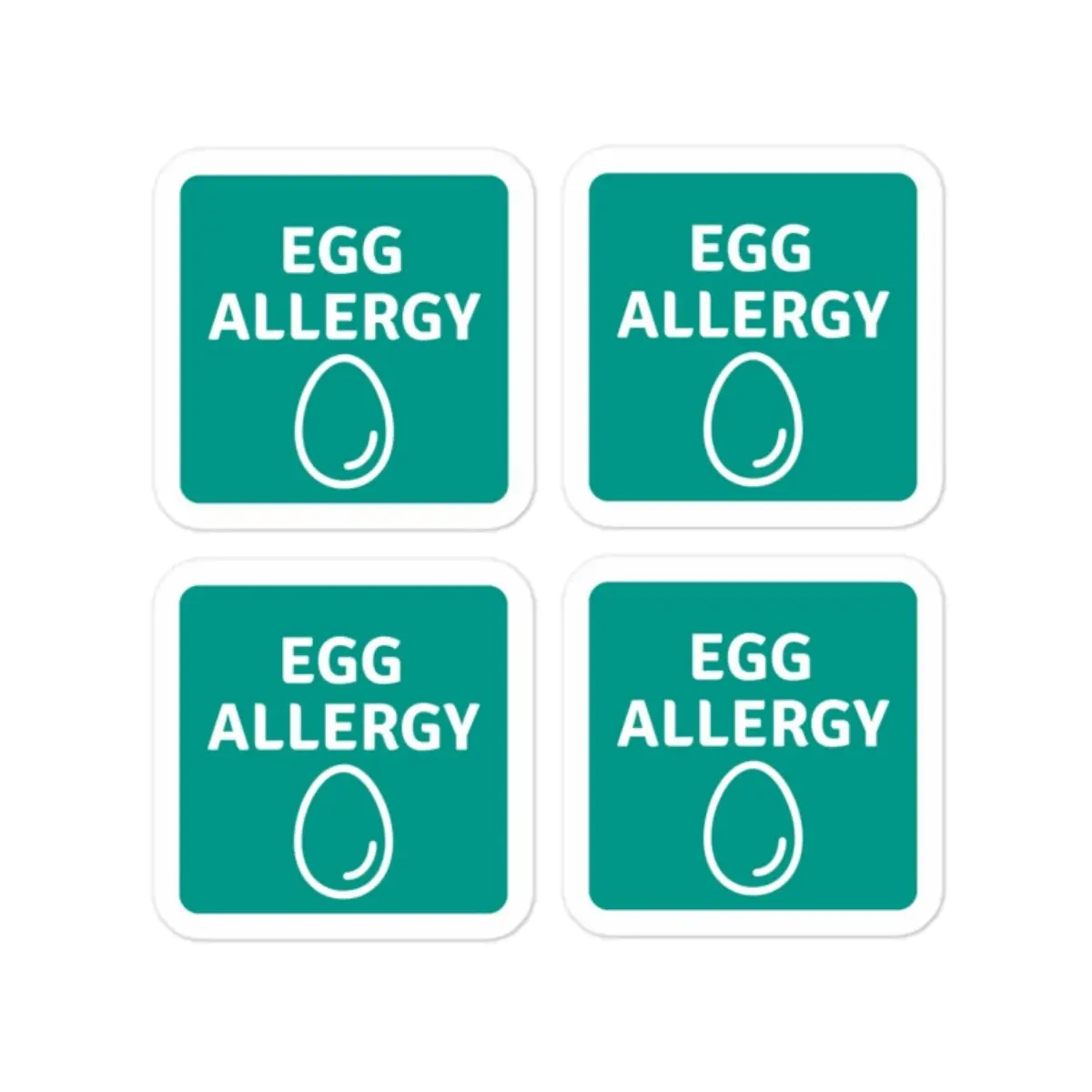 Set of 4 egg allergy reminder stickers for lunchboxes and food containers