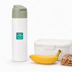 Fish allergy food reminder sticker on a water bottle, designed as a visible food allergy warning for everyday use.