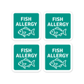 Set of 4 fish allergy reminder stickers for lunchboxes and food containers