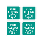 Set of 4 fish allergy reminder stickers for lunchboxes and food containers
