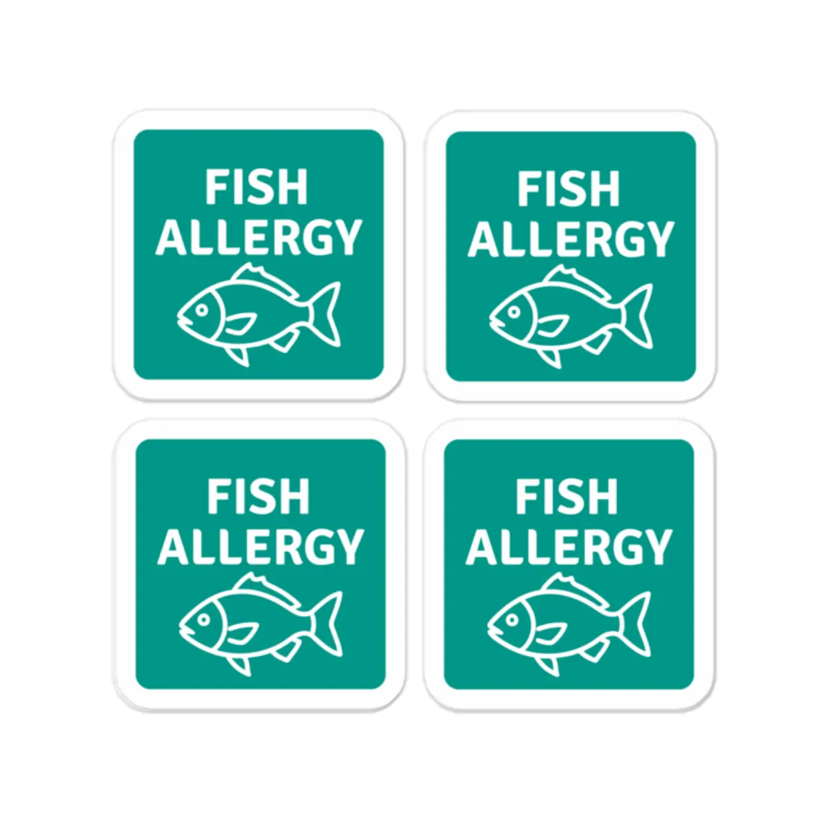 Set of 4 fish allergy reminder stickers for lunchboxes and food containers