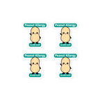 Set of 4 peanut allergy reminder stickers for lunchboxes and food containers, cute version