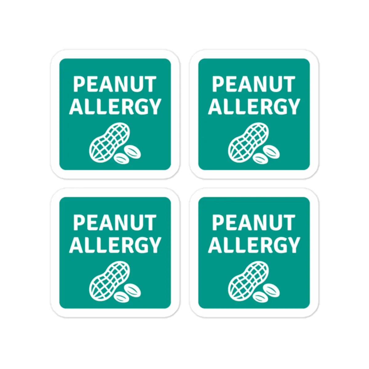 Set of 4 peanut allergy reminder stickers for lunchboxes and food containers