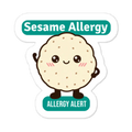 Sesame allergy reminder stickers for lunchboxes and food containers, cute version