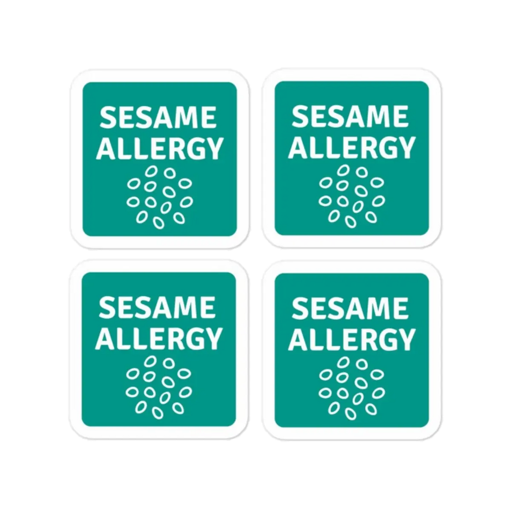 Set of 4 sesame allergy reminder stickers for lunchboxes and food containers