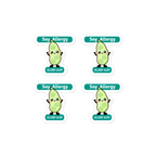Set of 4 soy allergy reminder stickers for lunchboxes and food containers, cute version