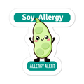 Soy allergy reminder stickers for lunchboxes and food containers, cute version