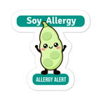Soy allergy reminder stickers for lunchboxes and food containers, cute version