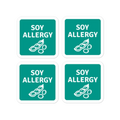 Set of 4 soy allergy reminder stickers for lunchboxes and food containers