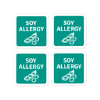 Set of 4 soy allergy reminder stickers for lunchboxes and food containers