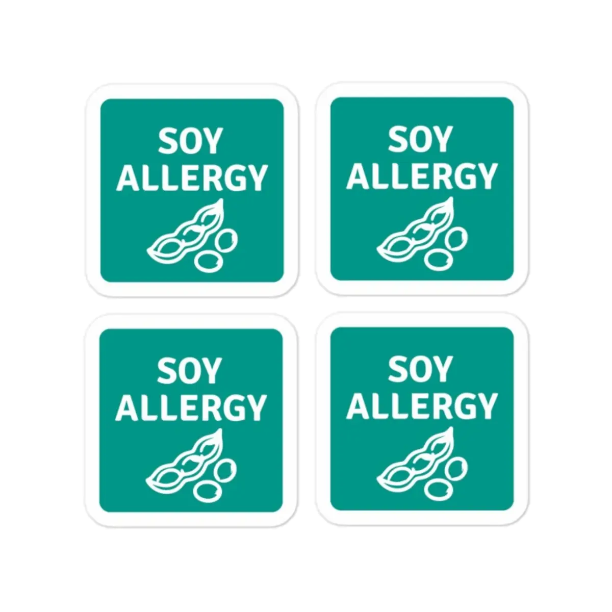Set of 4 soy allergy reminder stickers for lunchboxes and food containers