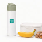 Tree nut allergy food reminder sticker on a water bottle, designed as a visible food allergy warning for everyday use.
