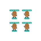 Set of 4 tree nut allergy reminder stickers for lunchboxes and food containers, cute version