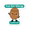Tree nut allergy reminder stickers for lunchboxes and food containers, cute version