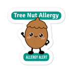 Tree nut allergy reminder stickers for lunchboxes and food containers, cute version