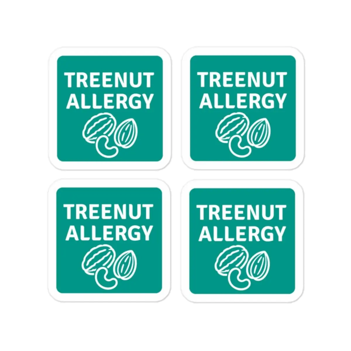 Set of 4 tree nut allergy reminder stickers for lunchboxes and food containers