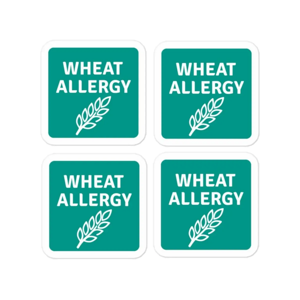 Set of 4 wheat allergy reminder stickers for lunchboxes and food containers