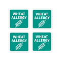 Set of 4 wheat allergy reminder stickers for lunchboxes and food containers