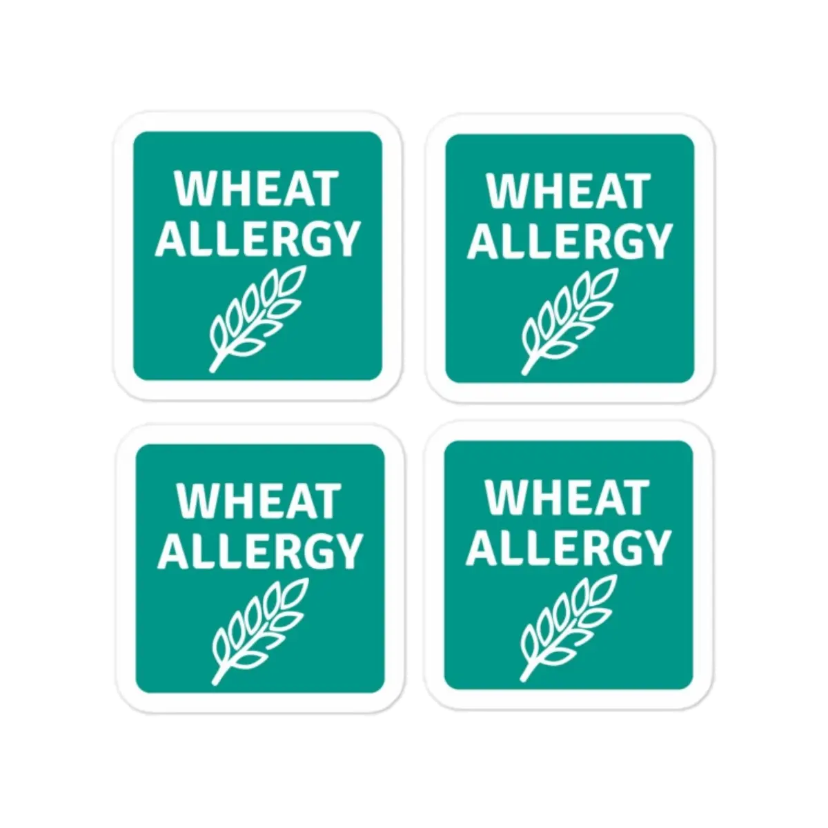 Set of 4 wheat allergy reminder stickers for lunchboxes and food containers